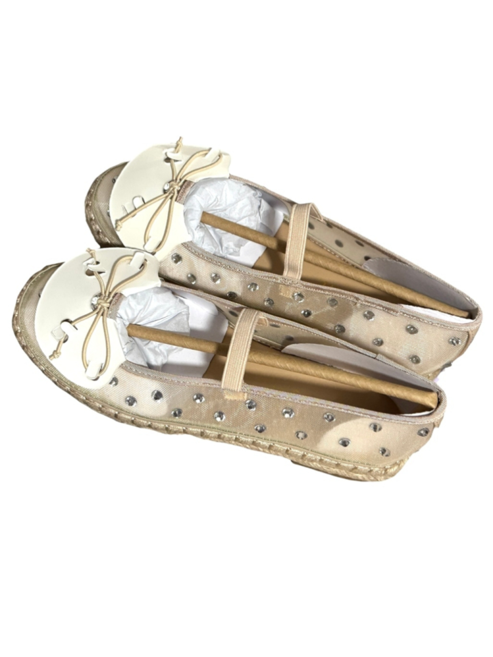 Mary Jane Mesh Espadrilles Rhinestones Size 5, Blush/Nude, Madden Girl - Picture 6 of 9
